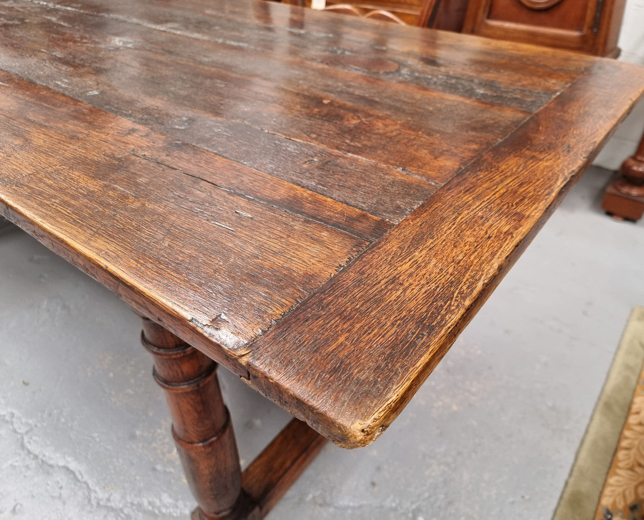 Striking Reclaimed Timber Rustic Oak Farmhouse Table