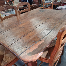 Fabulous early 19th Century Antique Fruitwood Farmhouse table of small proportions and loads of rustic detail. In good original detailed condition.