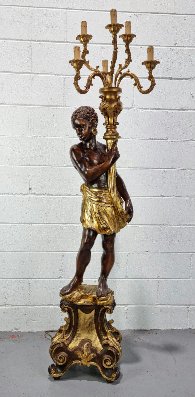 19th Century Wooden Italian Blackamoor Floor Lamp | Antique & Vintage | Moonee Ponds Antiques | Australia Wide Delivery