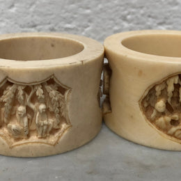 Pair of Antique carved Ivory serviette rings. In good original condition.
