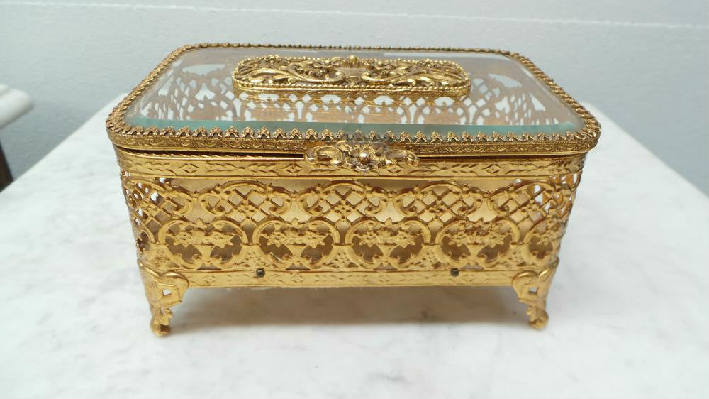 Gilt Filigree Jewellery Box | Antique & Vintage | Moonee Ponds Antiques | Australia Wide Delivery