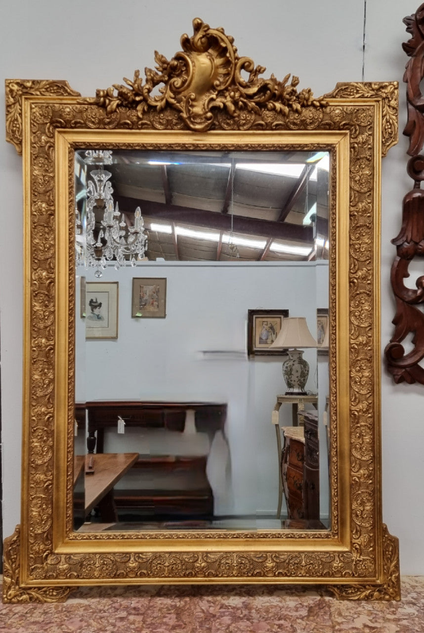 French Ornate Gilt Decorated & Floral Bevelled Mirror | Antique & Vintage | Moonee Ponds Antiques | Australia Wide