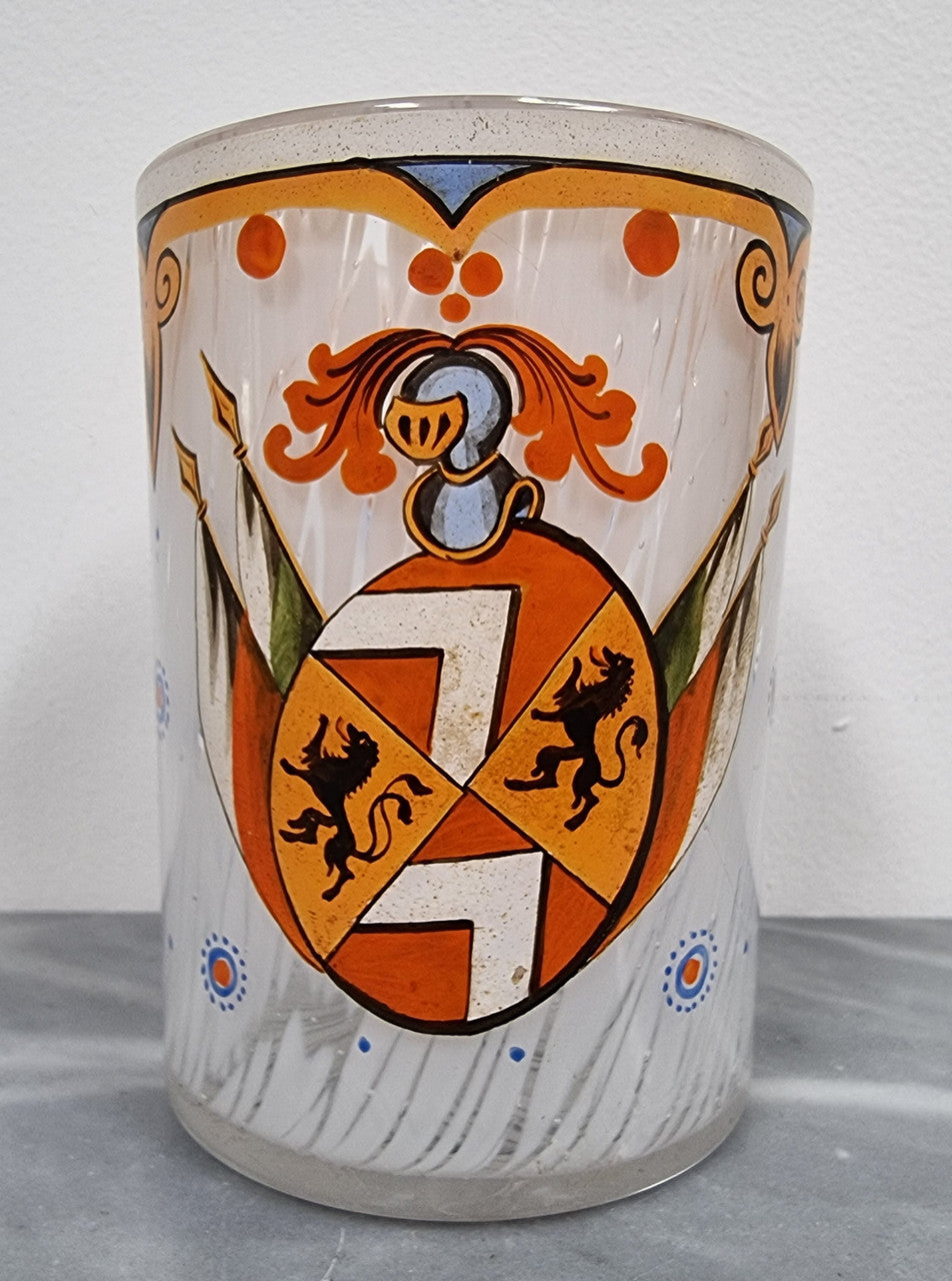 Rare 19th Century French Opaline Coat of Arms Cup-Vase