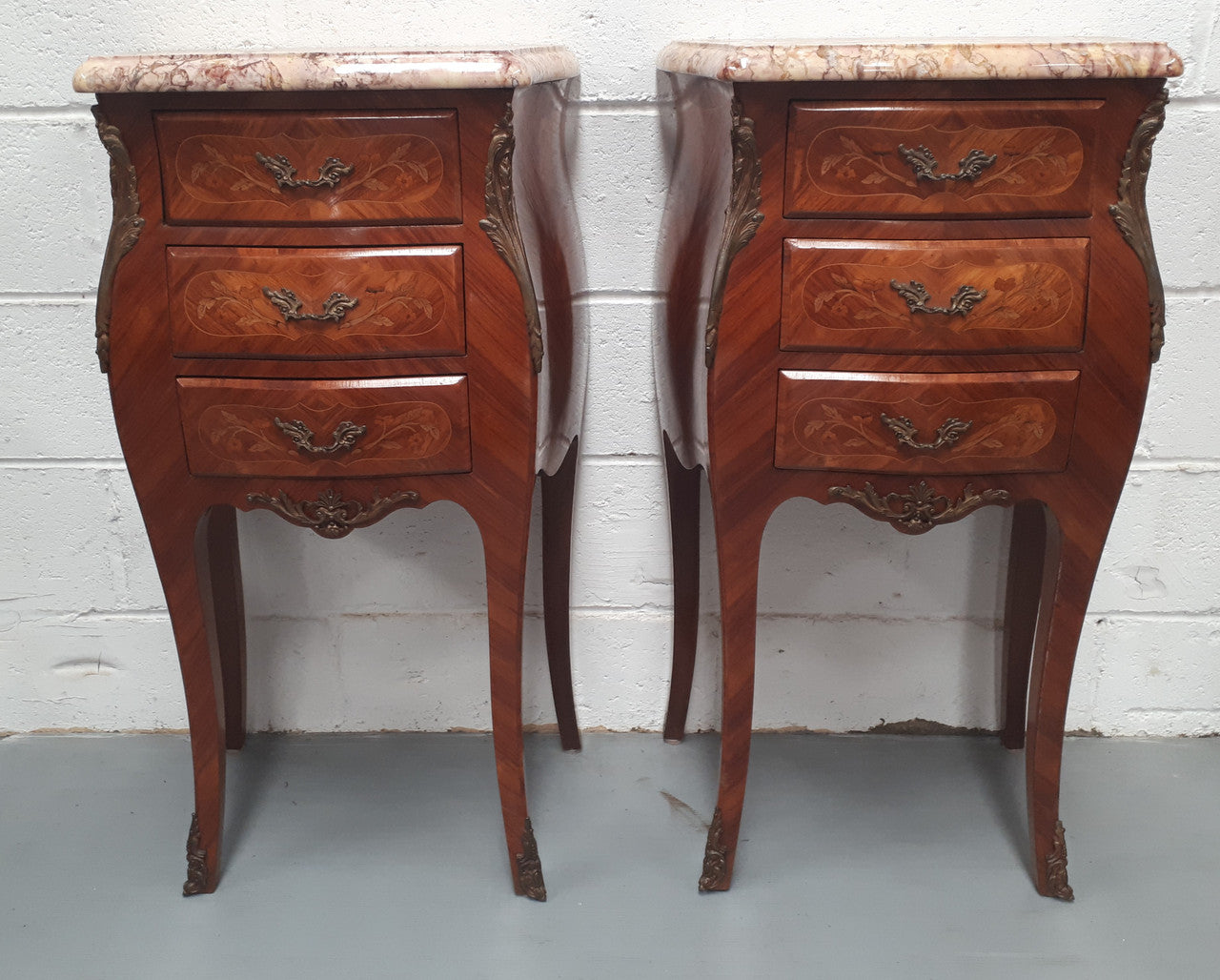 Pair Of French Louis XV Style Miniature Commode Bedsides