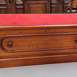 Victorian Cedar blanket box seat with lovely upholstery. This beautiful seat could be used in a bedroom in front of a bed or a hallway to store shoes and sit on when putting them on. It is in good original condition, please view photos as they help form part of the description.