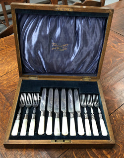 Mother Of Pearl & Silver Plate Fruit Set In Original Box | Antique & Vintage | Moonee Ponds Antiques | Australia Wide Delivery