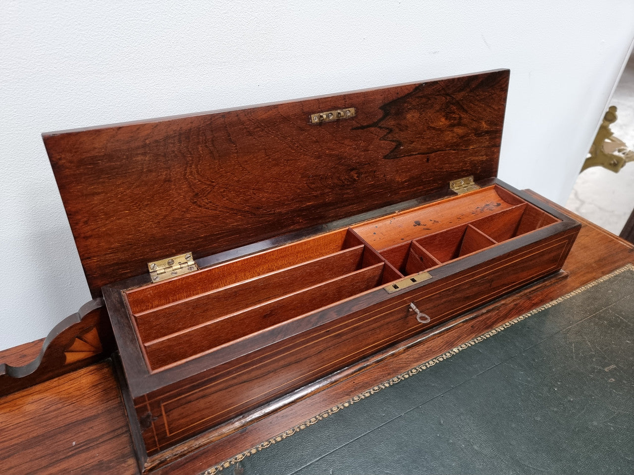 Edwardian Sheraton Style Desk Leather Insert Top | Antique & Vintage | Moonee Ponds Antiques | Australia Wide Delivery
