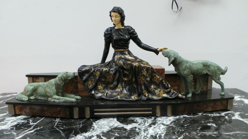 Amazing Art Deco French Spelter Statue