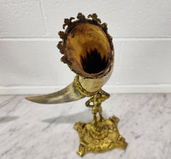 Pair Of 19th Century French Gilt Metal And Horn Mantle Vases | Antique & Vintage | Moonee Ponds Antiques | Australia Wide Delivery