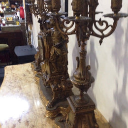 Antique French Gilt Brass Clock Set