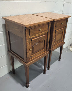 Pair of French Oak Marble Top Bedside Cabinets | Antique & Vintage | Moonee Ponds Antiques | Australia Wide Delivery