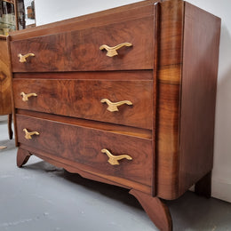 Stylish French Art Deco chest of three drawers. Sourced from France and in good original detailed condition. Circa 1920's.