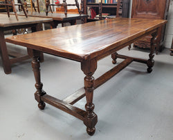 Rustic French Oak Stretcher Base Farmhouse Dining Table | Antique & Vintage | Moonee Ponds Antiques | Australia Wide Delivery
