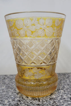 Antique Amber Bohemian Acid Etched & Wheel Engraved Crystal Vase | Antique & Vintage | Moonee Ponds Antiques | Australia Wide Delivery