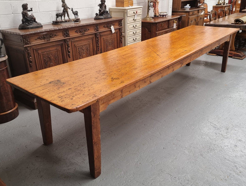 Extremely rare one piece top Kauri Pine Australian farmhouse table. It is truly an amazing table with loads of character, it comfortably seats 14 to 16 people. In good original detailed condition and sourced locally.