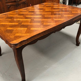 French Oak Louis XV th Style Parquetry Top Extension Table
