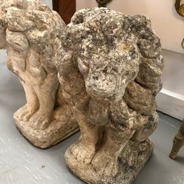 Fabulous Vintage Pair Of Concrete Lions