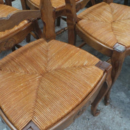 Set of Six Fabulous French Oak Dining Chairs