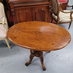 Victorian Walnut Oval Beautifully Inlaid Occasional Table | Antique & Vintage | Moonee Ponds Antiques | Australia Wide Delivery