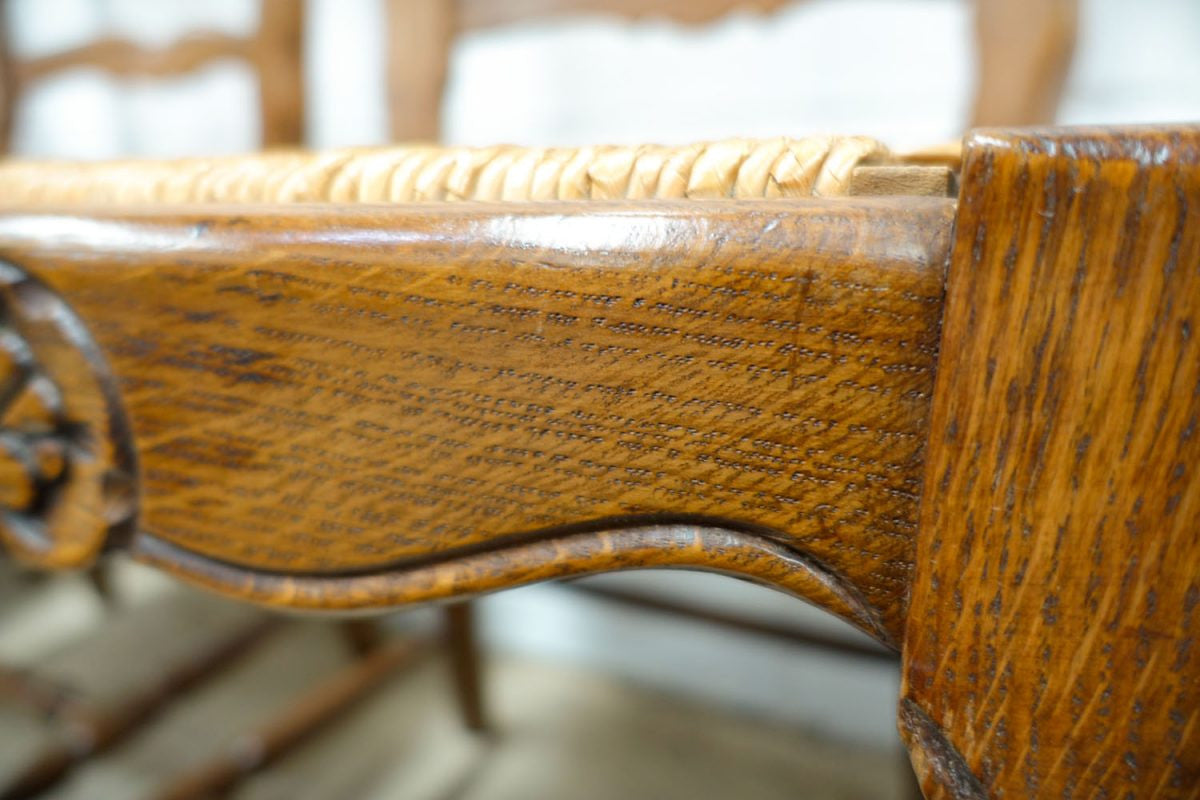 Set of Six French Oak Rush Chairs | Antique & Vintage | Moonee Ponds Antiques | Australia Wide Delivery