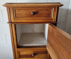 French Louis XV Walnut Single Side Cabinet with Inset Marble Top | Antique & Vintage | Moonee Ponds Antiques | Australia Wide Delivery
