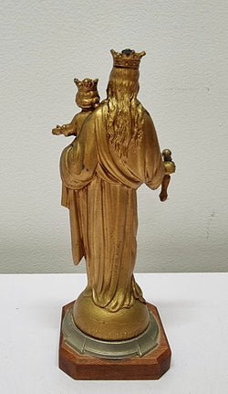 Vintage Mary Gilt Metal on Wooden Stand | Antique & Vintage | Moonee Ponds Antiques | Australia Wide Delivery