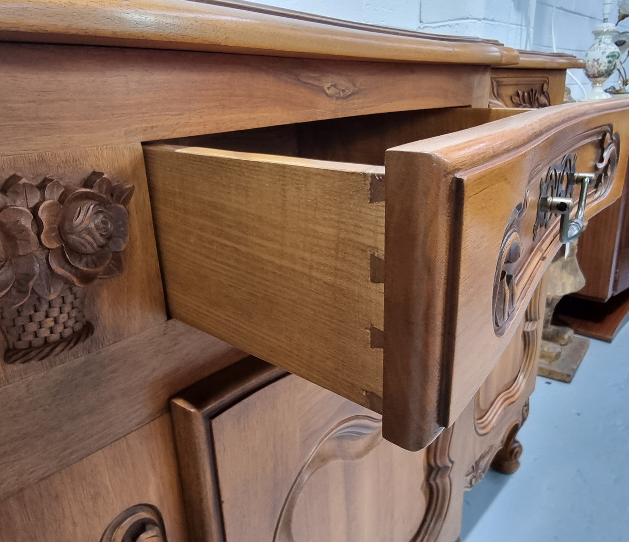 Amazing Grand Louis XV Style Walnut Four Door Beautifully Carved Sideboard | Antique & Vintage | Moonee Ponds Antiques | Australia Wide Delivery