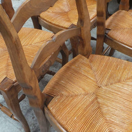 Set of Six Fabulous French Oak Dining Chairs