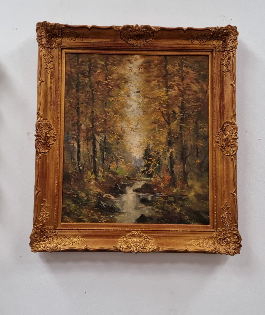 French Signed Oil On Canvas Depicting Impressionist Landscape In Gilt Frame