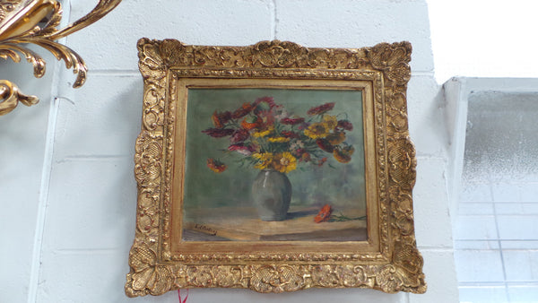 Absolutely Beautiful Antique French Floral Oil Painting