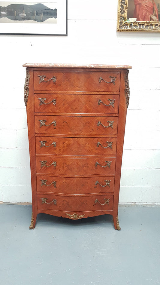 Antique French Louis XV Style Seven Drawer Semainier