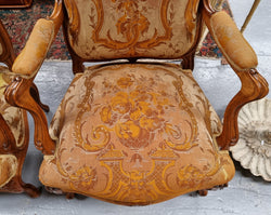 Pair of Amazing Louis XV Style Walnut & Tapestry Fauteuils | Antique & Vintage | Moonee Ponds Antiques | Australia Wide Delivery