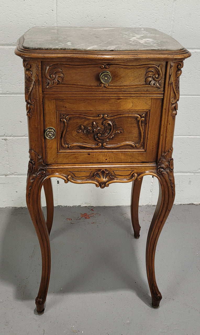 Single Carved French walnut Bedside Cabinet | Antique & Vintage | Moonee Ponds Antiques | Australia Wide Delivery