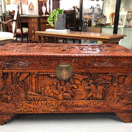 Lovely Carved Camphor Wood Chest