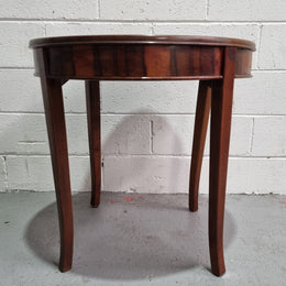 Round Art Deco Coffee Table with veneered top.  In good original condition.