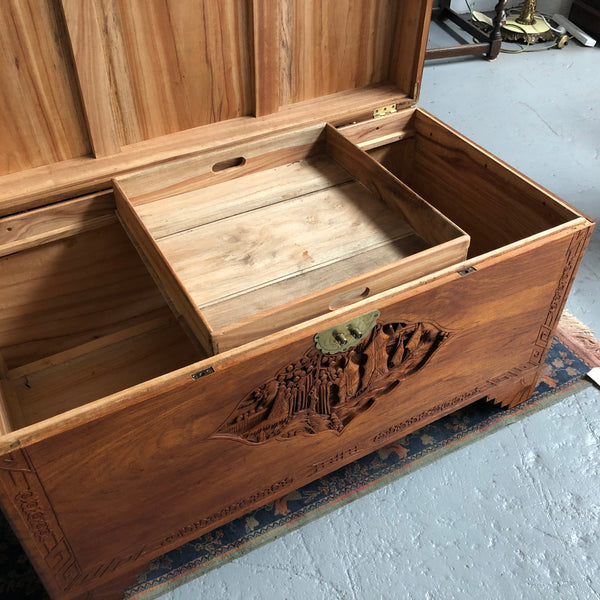 Chinese Carved Camphor Wood Chest