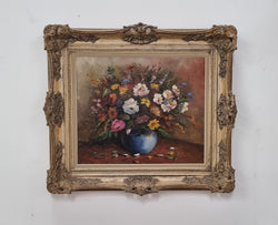 Sourced in France Floral Oil on Canvas In Ornate Frame | Antique & Vintage | Moonee Ponds Antiques | Australia Wide Delivery