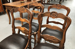 Set of 4 French Ladder Back Dining Chairs With Leather Seat | Antique & Vintage | Moonee Ponds Antiques | Australia Wide Delivery