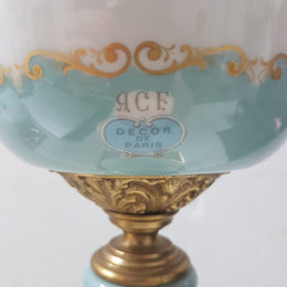 French White and Turquoise Ace Decor De Paris Porcelain Vase