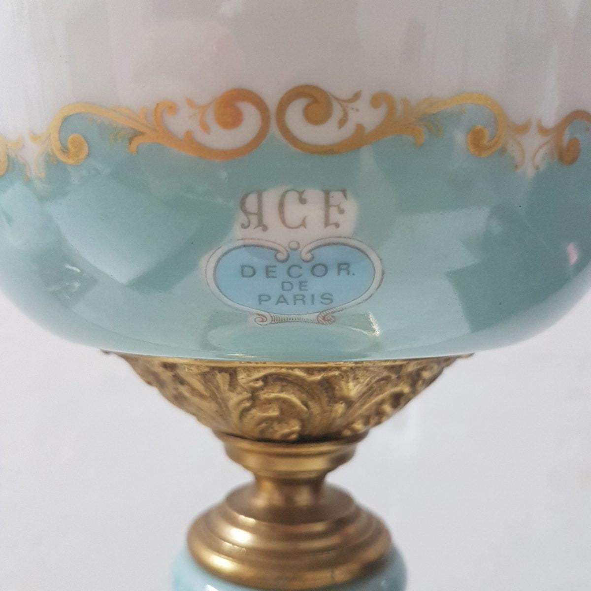 French White and Turquoise Ace Decor De Paris Porcelain Vase