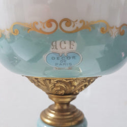 French White and Turquoise Ace Decor De Paris Porcelain Vase | Antique & Vintage | Moonee Ponds Antiques | Australia Wide Delivery