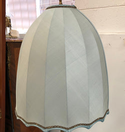 Brass & Stone Standard Lamp With Beautiful Sky Blue Shade | Antique & Vintage | Moonee Ponds Antiques | Australia Wide Delivery
