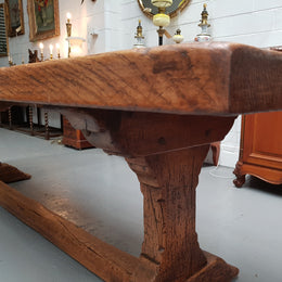 Superb 19th Century French Oak Pedestal Refectory Table Rustic Farmhouse
