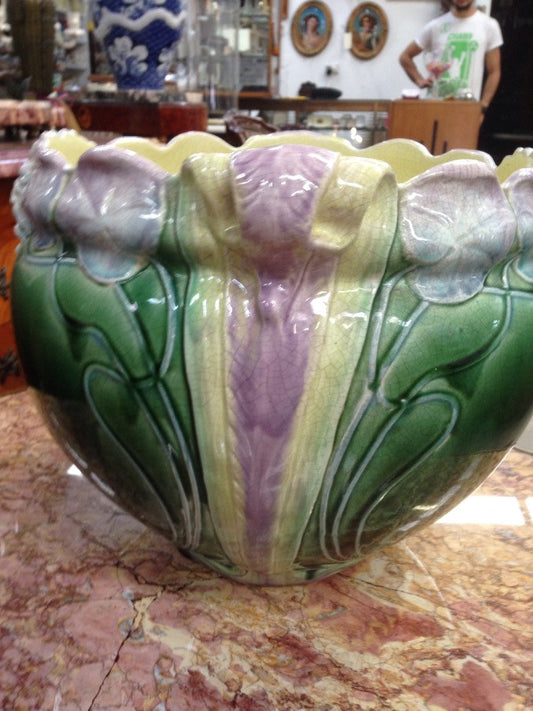 Large Majolica Art Nouveau Jardinere