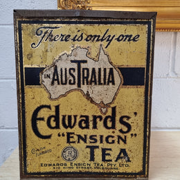 Australian Ensign Edwards Tea tin with lift up lid. In good original condition.
