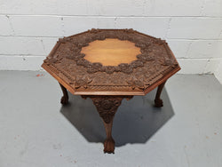Heavily Carved Teakwood Round Chinese Coffee Table | Antique & Vintage | Moonee Ponds Antiques | Australia Wide Delivery