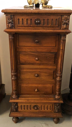 Henry II Style Walnut Inset Marble Top Single Bedside | Antique & Vintage | Moonee Ponds Antiques | Australia Wide Delivery