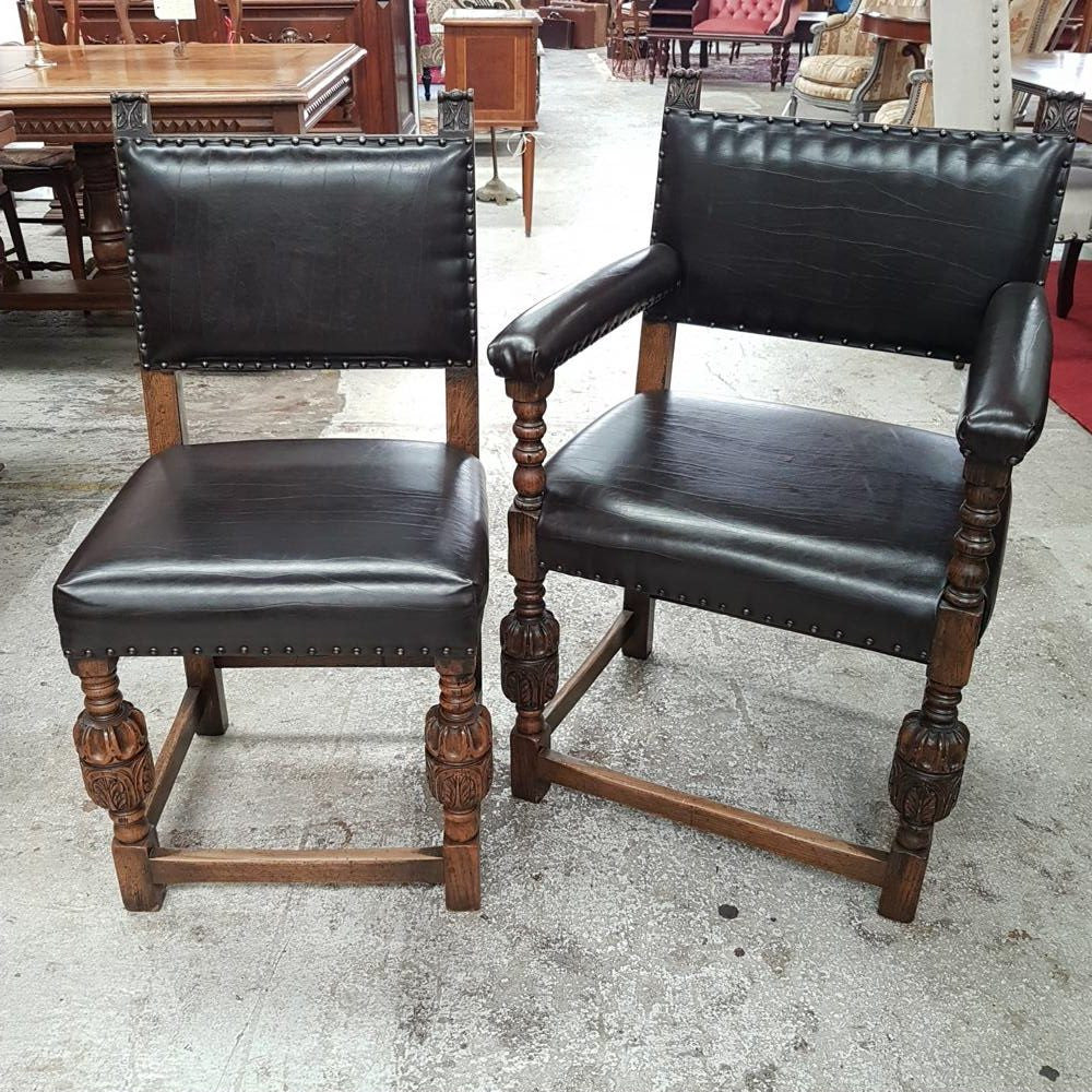 Set Of Ten Tudor Style Dining Chairs