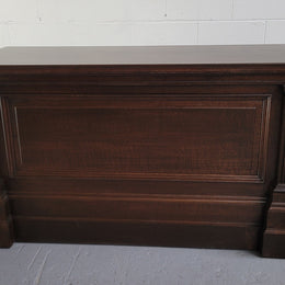 Impressive Silky Oak Antique style shop counter. It would look amazing in a shop or would make a superb kitchen island bench. In good original detailed condition.