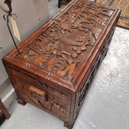 Impressive Carved Camphor Wood Chest